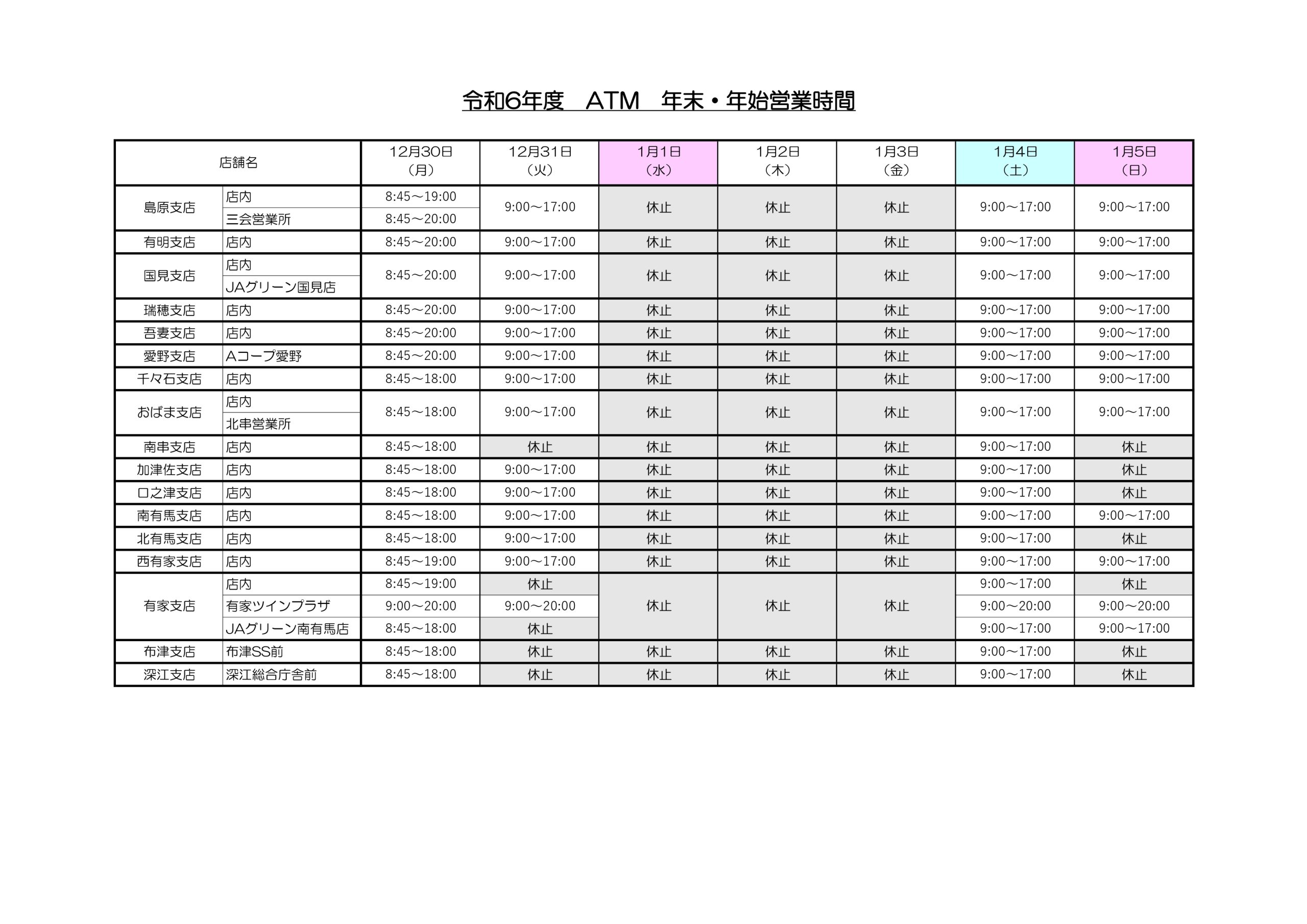 給油所　年末・年始の営業について